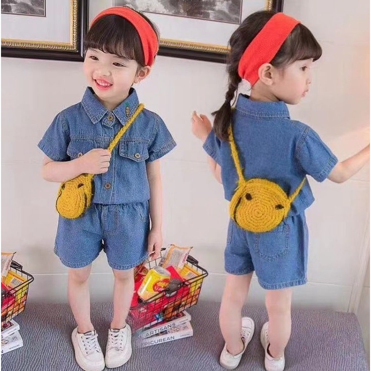 Setelan Baju + Celana Anak Perempuan Junior Simple Levis Denim