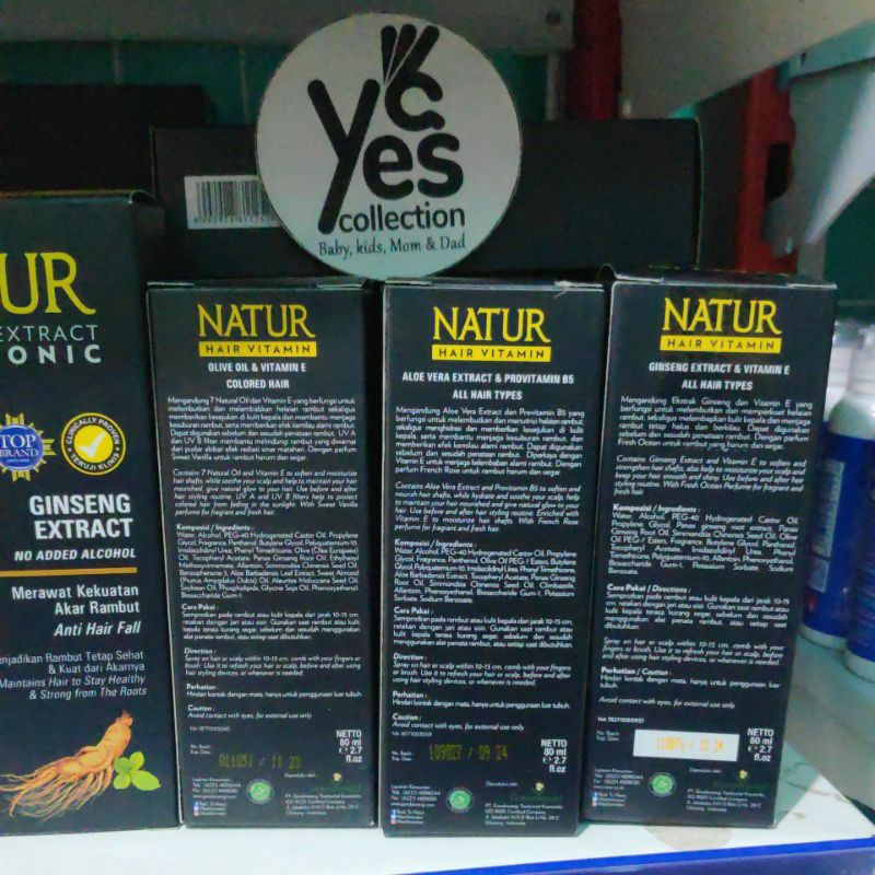 Natur Hair Vitamin Rambut spray 80ml Olive Oil Vit E scalp Aloe Vera Provitamin B5 Nature Rose