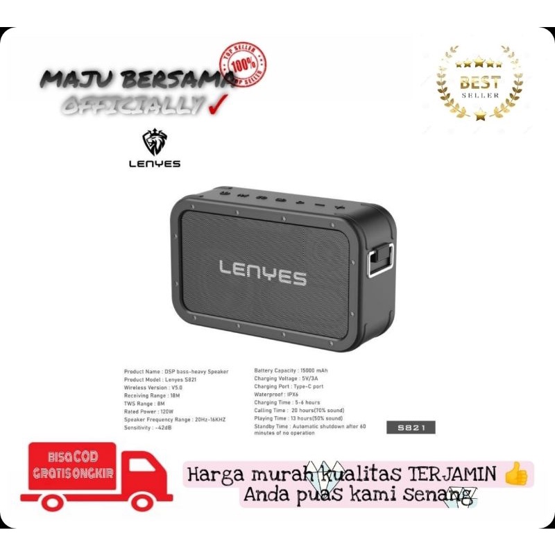 MB - Speaker Lenyes S821 120w Speaker Bluetooth DSP Bass Heavy Speaker Wireless Waterproof IPX6 High