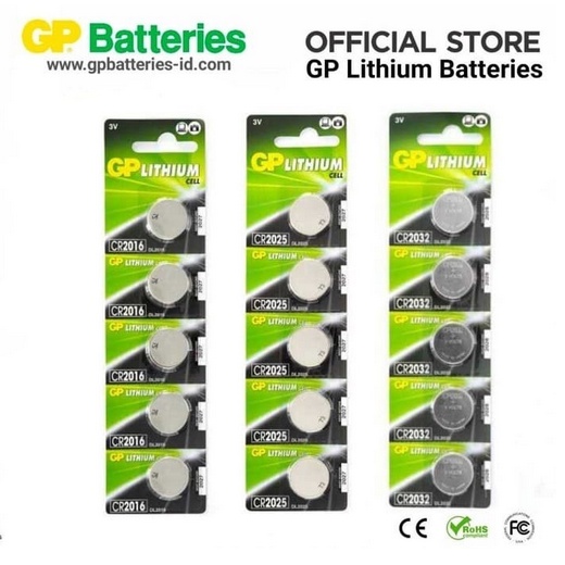 Baterai Kancing CR 2016 2025 2032 3V Lithium GP Original Lithium