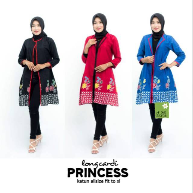 LONGCARDI PRINCESS CARDIGAN BATIK CEWEK CARDI BATIK WANITA OUTER BATIK MUSLIM SERAGAM BATIK KERJA