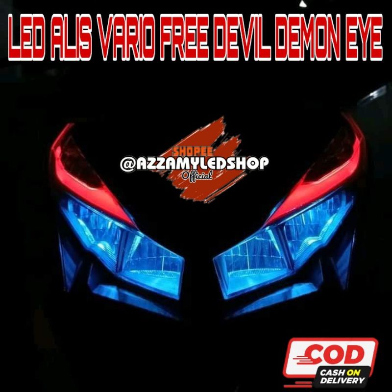 Paket lampu motor DRL alis lampu alis vario 125 vario 150 tahun 2015 2016 2017 2018 free demon eye devil eye