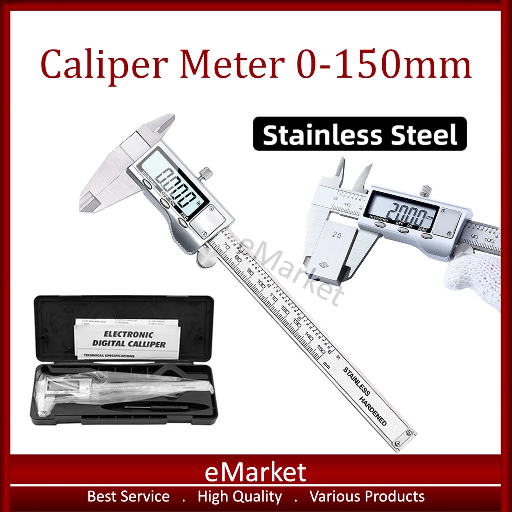 

Caliper Meter 0-150mm Stainless Steel / Penggaris Vernier / Jangka Sorong