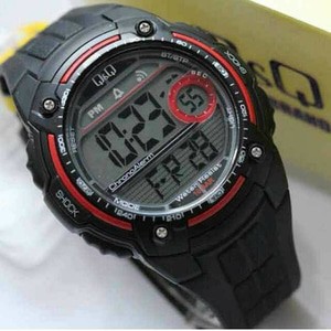 JAM PRIA ORI QQ M 075 JAM QNQ M-075 JAM TANGAN KARET Q&Q M075J MERAH