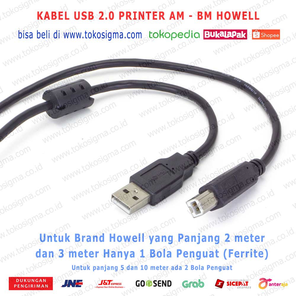 KABEL USB Printer komputer USB 2.0 PRINTER AM-BM 2 Meter Howell 28 AWG