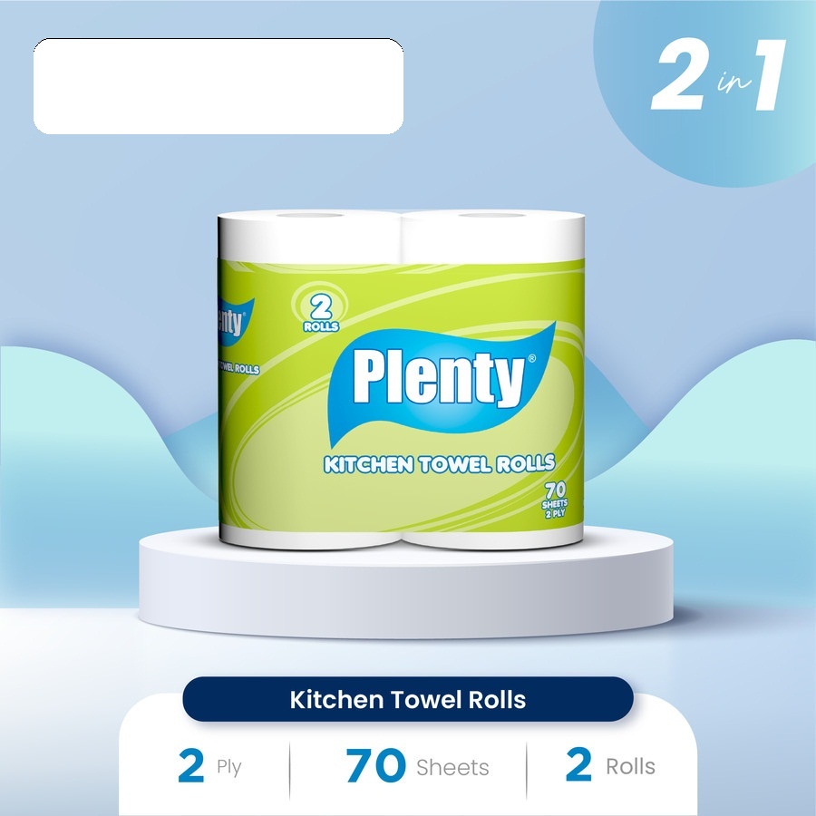 TISU DAPUR GULUNG PLENTY® 70 SHEETS X 2 ROLL KITCHEN TOWEL