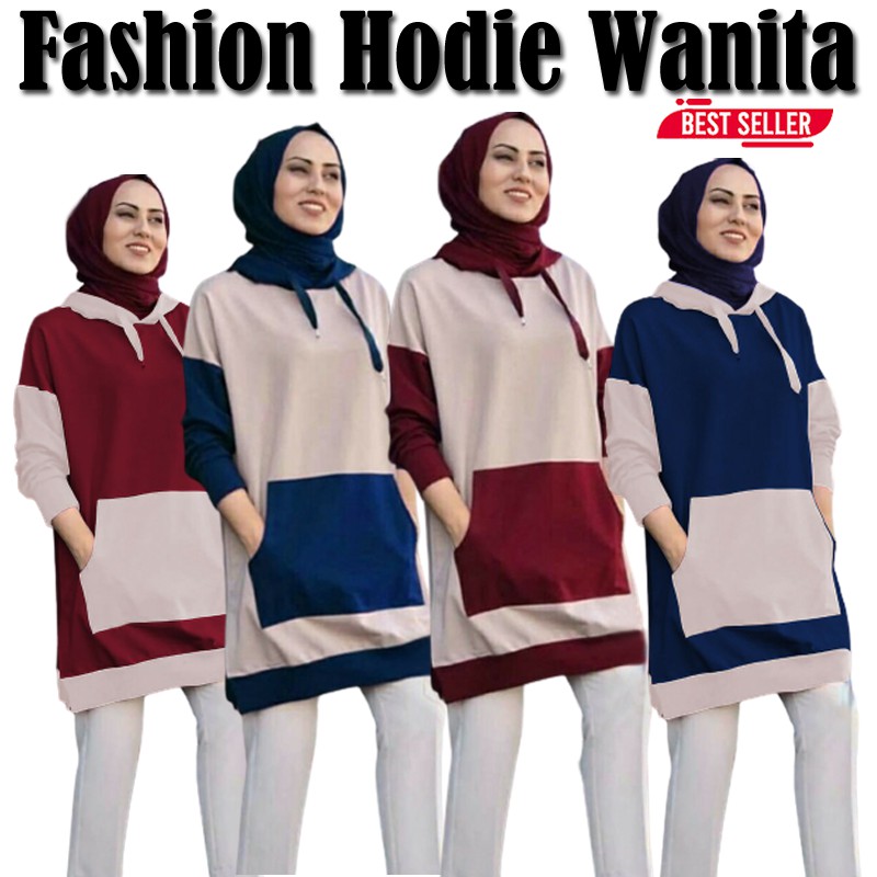 Tunik model hoodie baju muslim wanita terbaru tunik alea Kekinian Fashion Wanita Muslimah Remaja