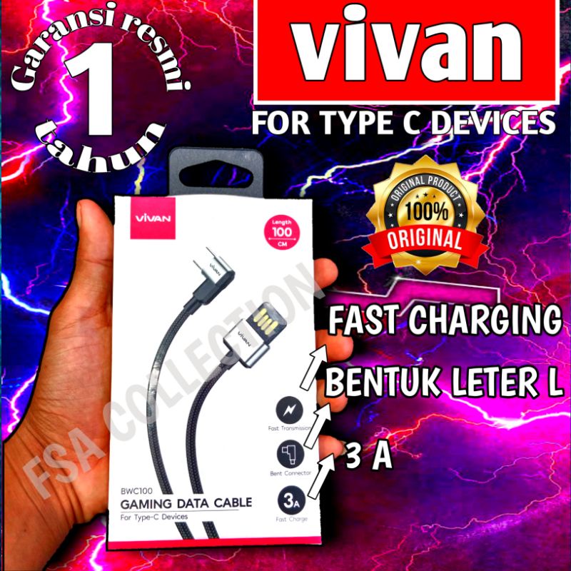 Kabel Vivan Gaming Type c Gaming &amp; Fast Charging DWC 100 3A