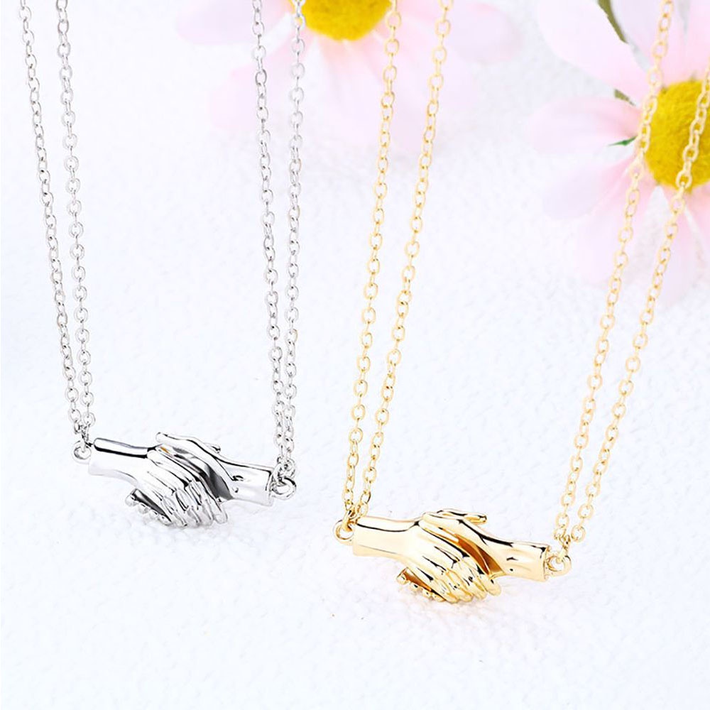 【COD Tangding】Handshake Necklaces Romantic Couple Necklace Clavicle Chain Trendy Cool Style