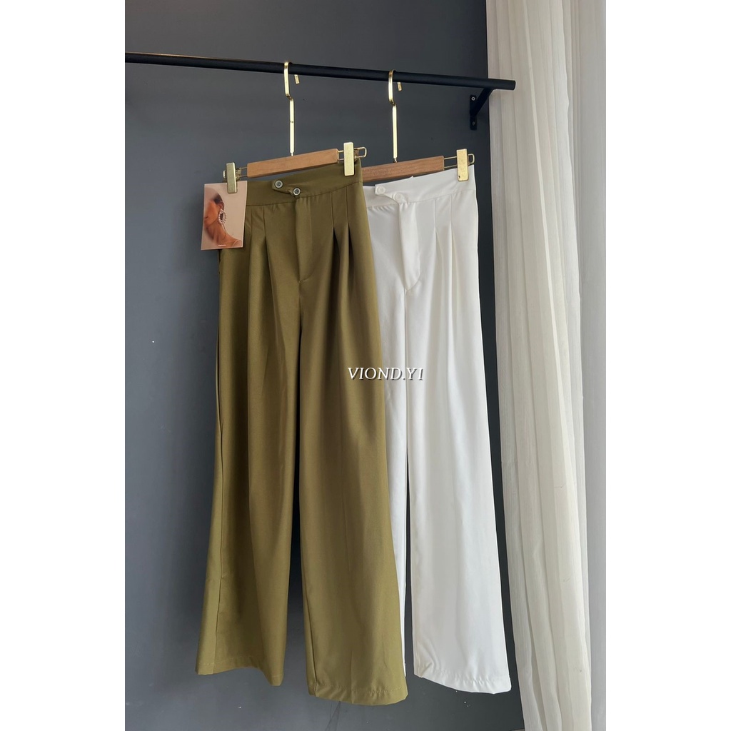 Kulot Cott Import Premium Highwaist Celana Pinggang Karet Highwaist Loose Pants Panjang E05