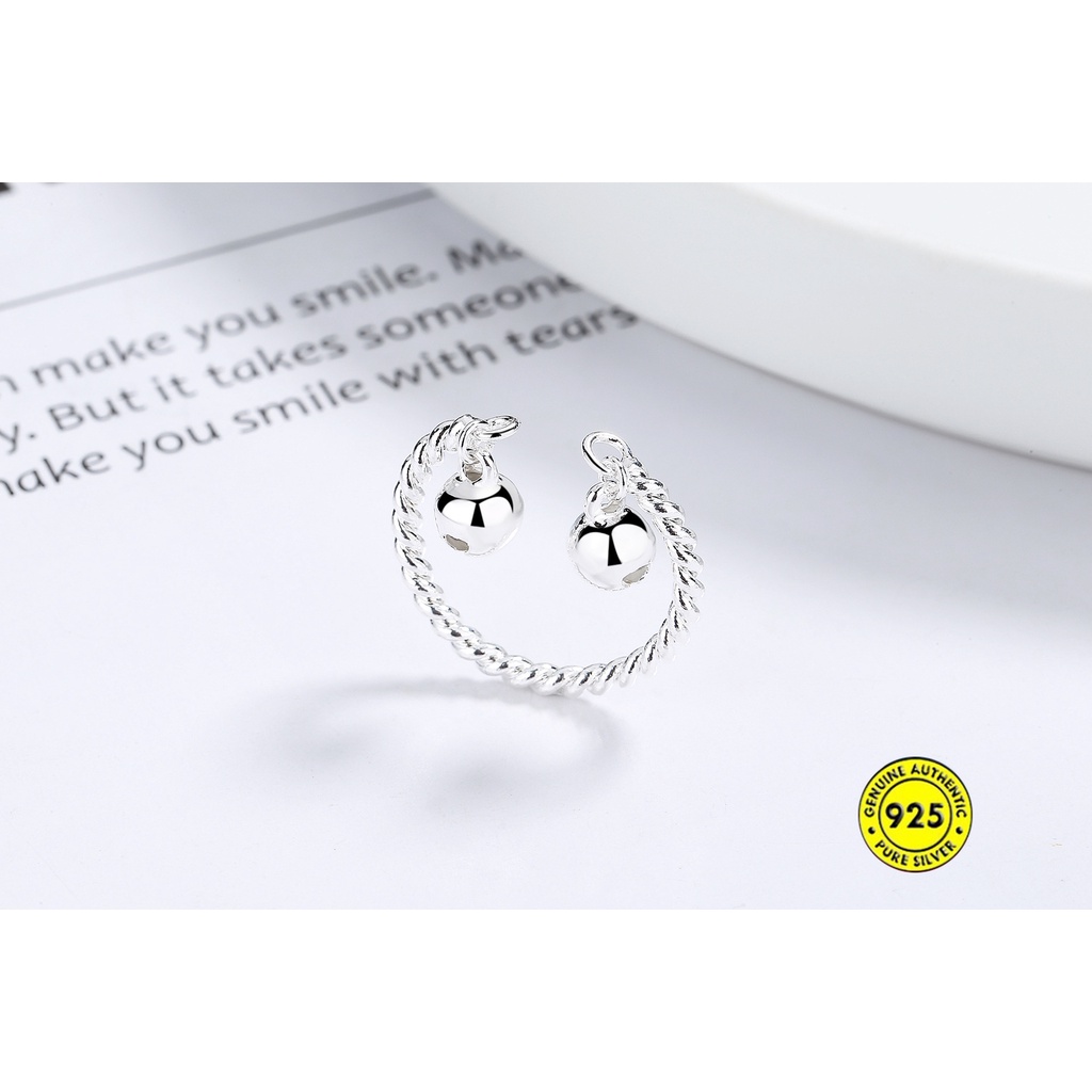 Cincin Model Double Bell Bahan S925 Silver Untuk Wanita