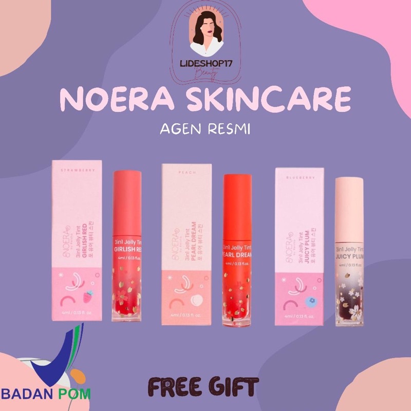 (READY) 3 in 1 JELLY TINT NOERA BEAUTYCARE LIPSCARE 3in1 LIPTINT JUICY PLUM GIRLISH RED PEARL DREAM