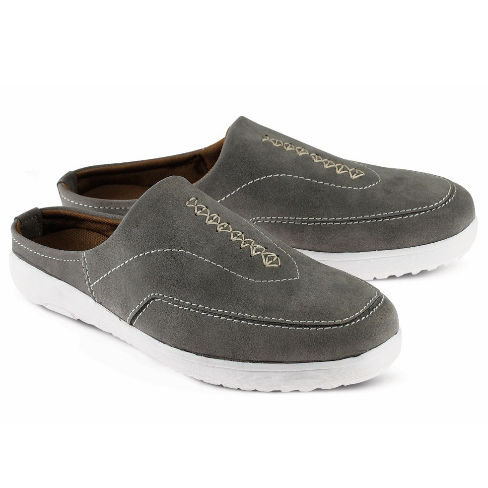 Bustong Pria Kulit SUEDE Gray G-018 Sepatu Sandal Butong Pria Sandal Selop Tutong Ori GOLF