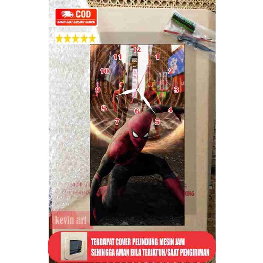 JAM DINDING KAYU MINIMALIS MODERN UNIK KARAKTER SPIDER-MAN SUPER HERO KARAKTER ANIME LUCU TERBARU MURAH KEREN