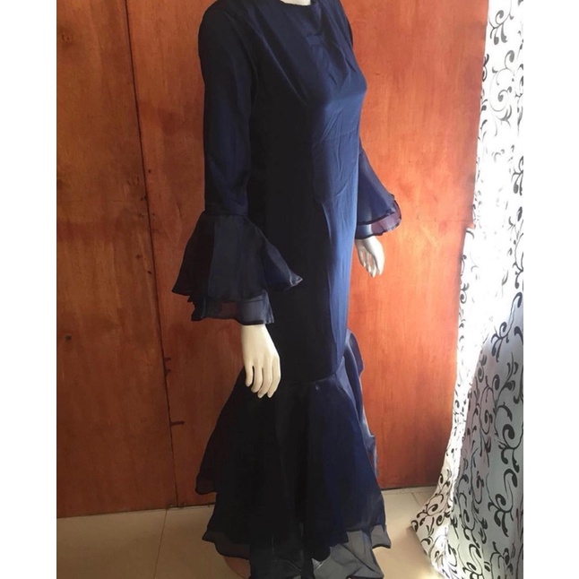 dress navy lamaran wisuda kondangan organza