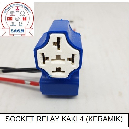 Soket Relay Mobil Motor Connector 4 Kaki Bahan Keramik Sudah Ada Kabel