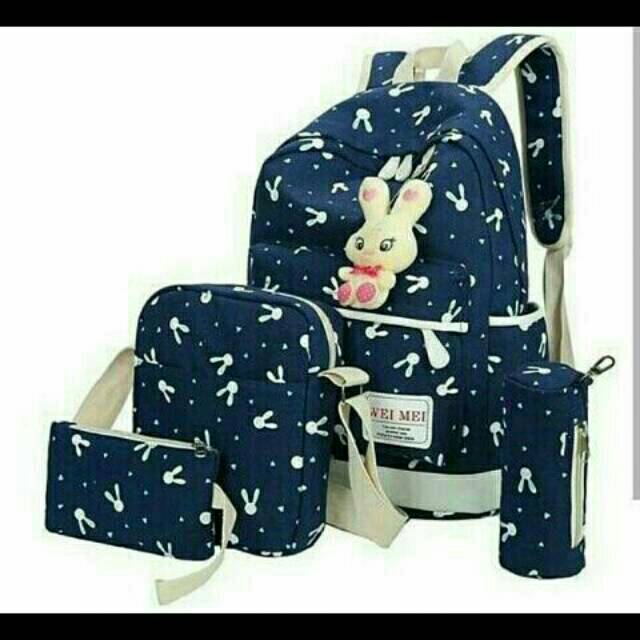 Tas ransel anak perempuan karakter kelinci 4in1 - tas ransel anak
