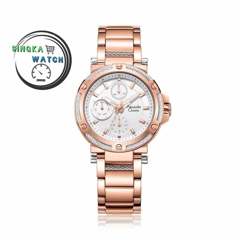 JAM TANGAN CEWEK ALEXANDRECHRISTIE AC ORIGINAL SERI 6561BF ROSEGOLD