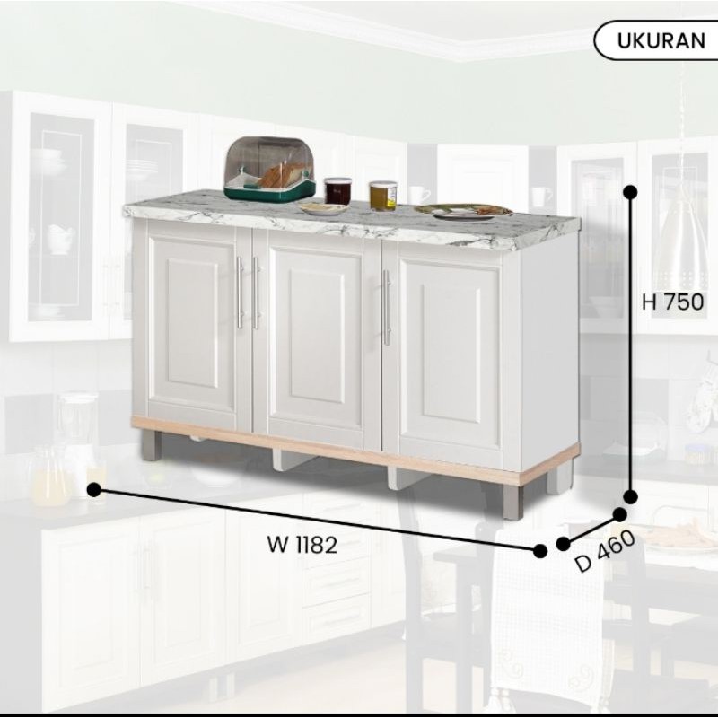 Kitchen Set Lemari Dapur 3 Pintu warna putih Design Simple dan Minimalis KAT 0108 KBT 0108