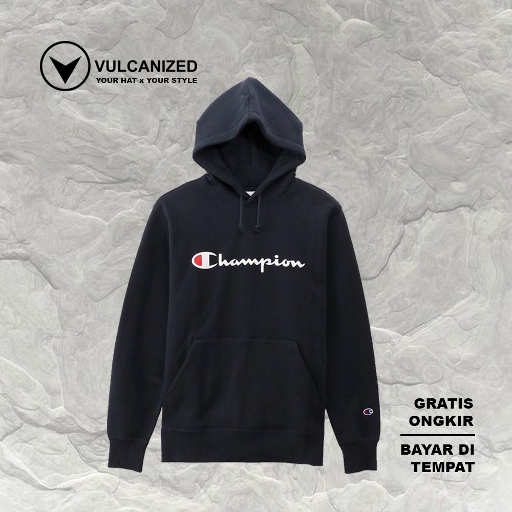 100% ORIGINAL CMT HOODIE CHAMPION SCRIPT LOGO NAVY