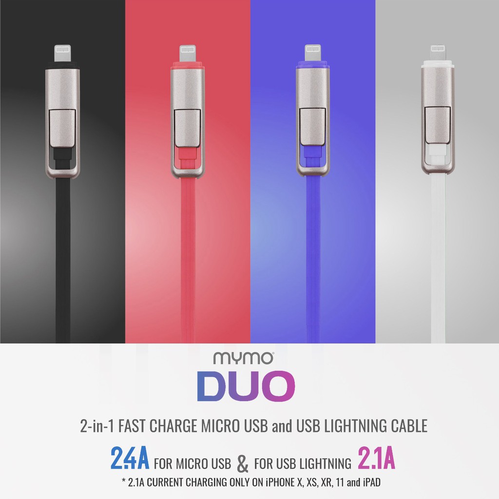 MYMO DUO Data Cable 2in1 Micro USB &amp; Lightning Kabel Android &amp; Iphone Fast Charging