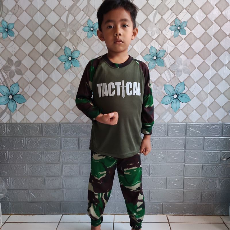 Setelan anak panjang reglan tactical loreng TNI Malpinas // Kaos Anak // Baju Anak
