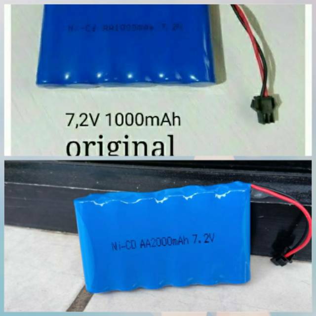 BATERAI MOBIL REMOT RC 7,2V SOCKET HITAM 1000mAh BATERE MAINAN REMOTE CONTROL