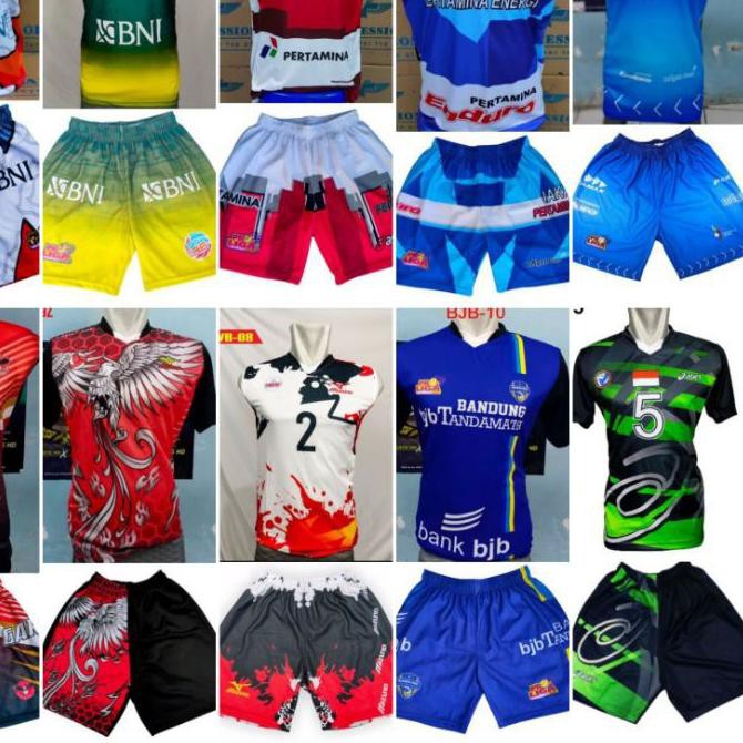 ♬ PAKET HEMAT setelan baju dan celana voli proliga / setelan baju voli BNI/ setelan kaos voli printi