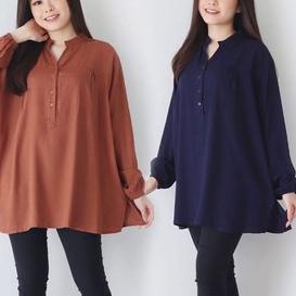 향 BAJU KEMEJA ATASAN WANITA JUMBO BIG SIZE LD 130cm XXL XXXL 5062 KERJA KANTOR PESTA V NECK KATUN HA