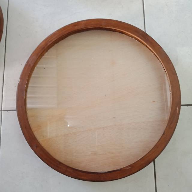 Pigura mahar bulat mdf motif kayu D40