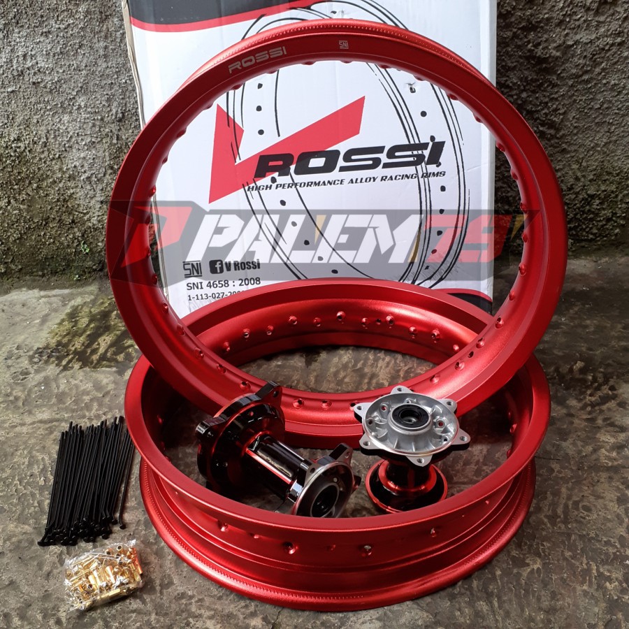 Velgset Merah Supermoto KLX 150 S BF Dtracker Velg Velk Tromol Red