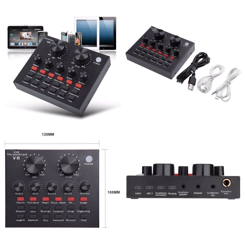 Sound Card V8 &amp; V8s Mixer Audio Usb External