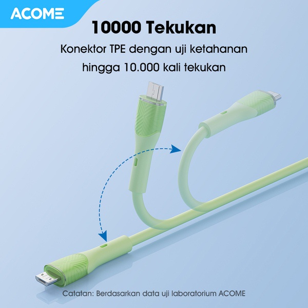 ACOME AGM010 Kabel Data Micro USB Fast Charging 3A 1 meter Seri Warna Warni Garansi Resmi 1 Tahun