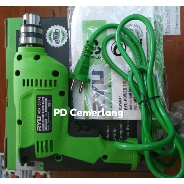 Mesin bor tangan ryu 10mm bolak balik