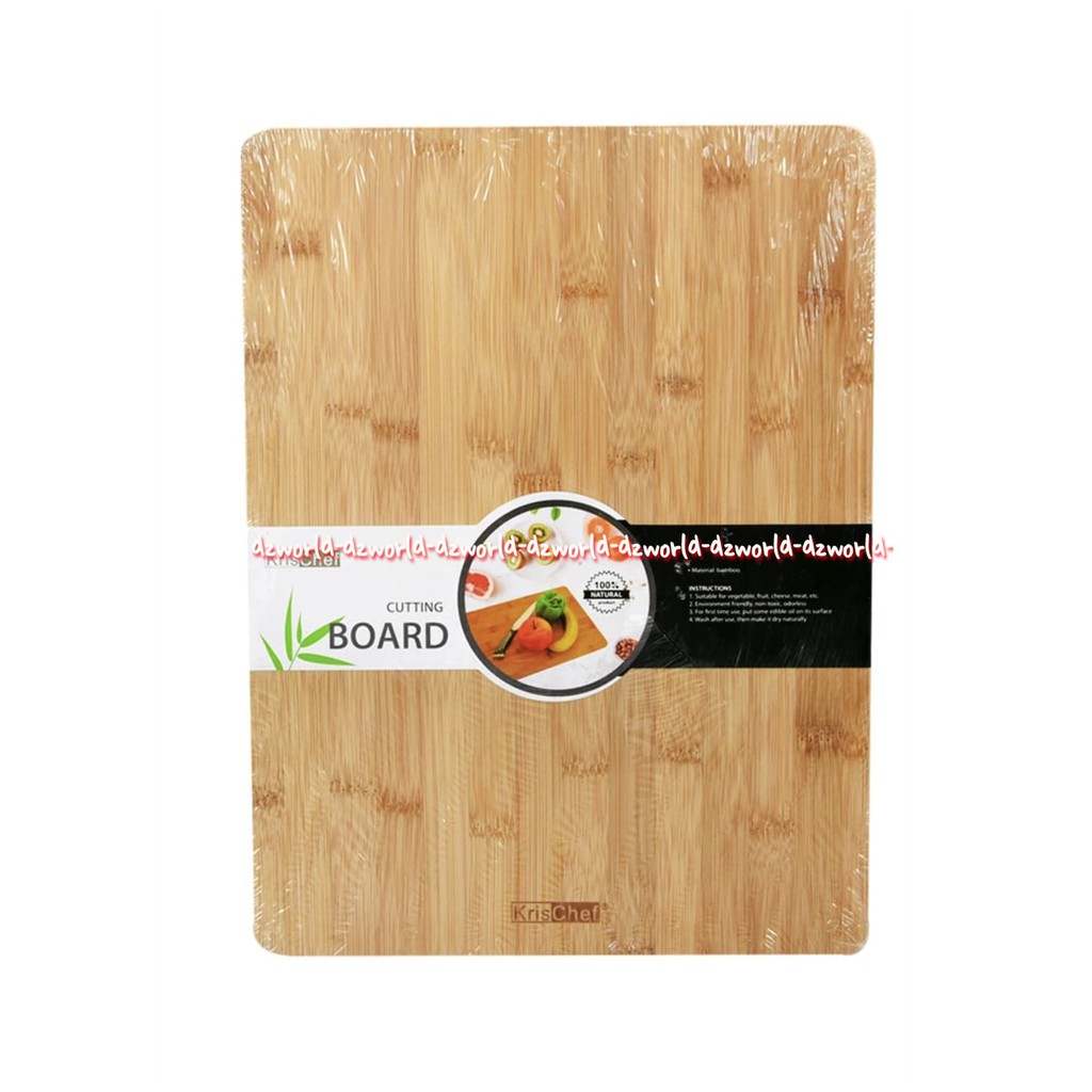 Krischef Cutting Board Papan Talenan Bambu 36x25cm Alas Memotong Alat Potong Talenan Warna Coklat Papan Irisan Model Kotak Persegi Kris Chef