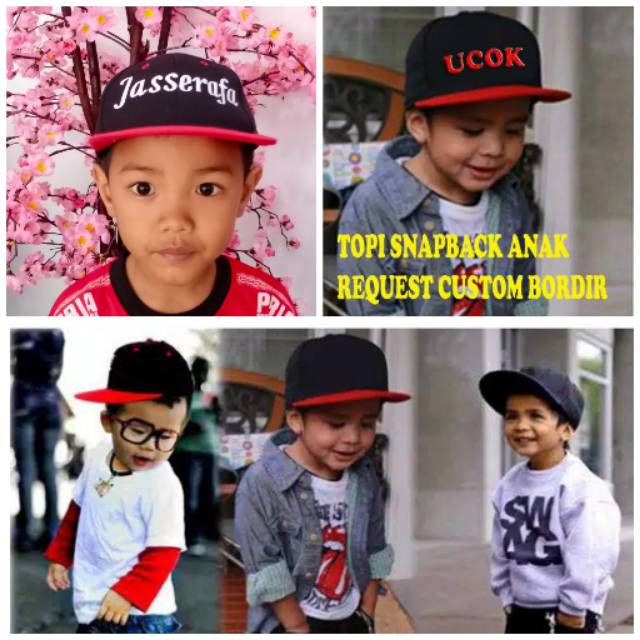 Cetak Nama di topi snapback anak/snapback hiphop anak