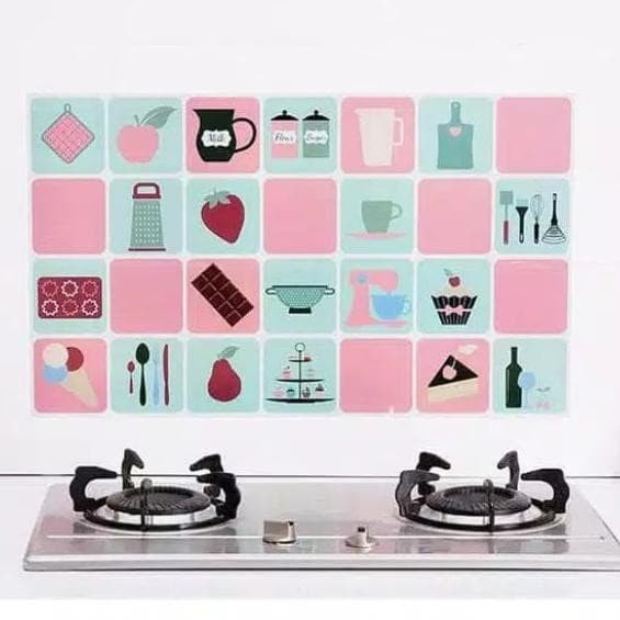 Tempelan Stiker Dapur Anti Minyak dan Panas - Wall Sticker Dapur Dinding Anti Air dan Suhu