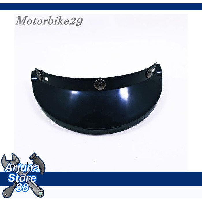 Pet Topi Helm Bogo Pendek Hitam Helm Retro Motor