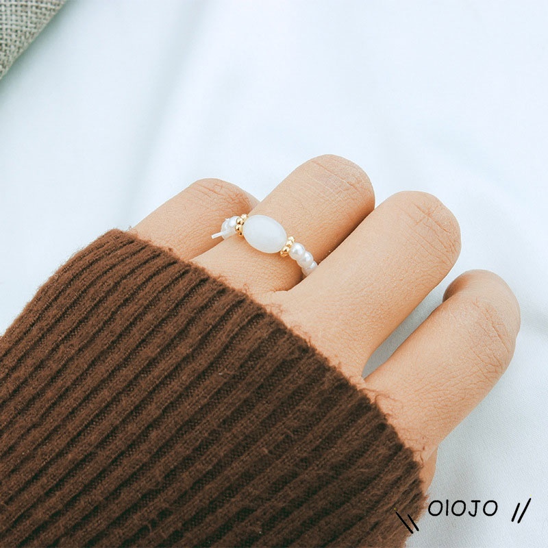 Cincin Mutiara Elastis Adjustable Untuk Aksesoris Perhiasan - ol