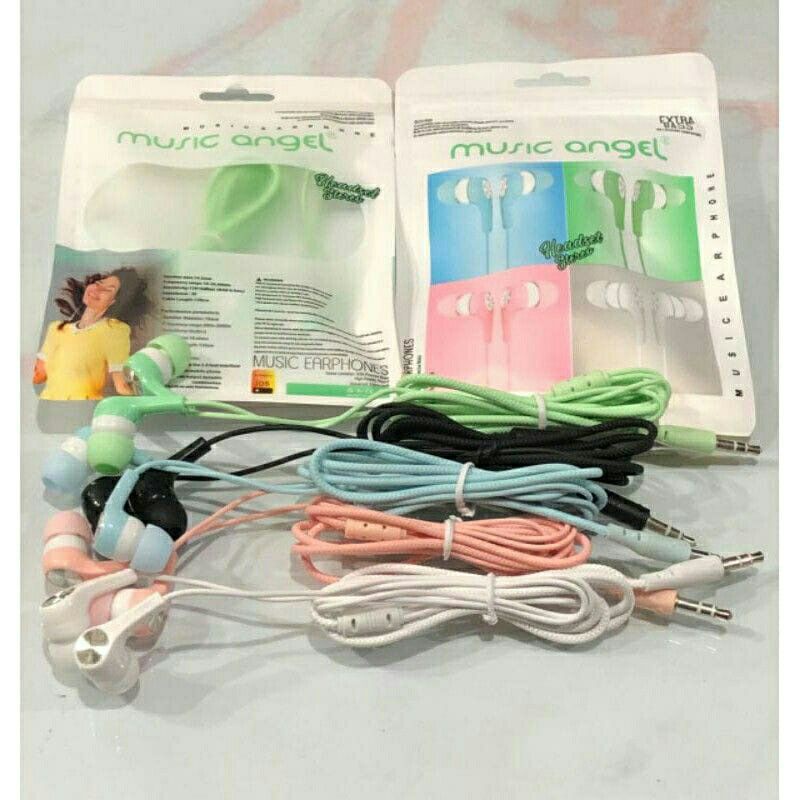 Handsfree Earphone Music Angel Macaron Murah Meriah/Hf Handsfree Headset Macaron Angel Extra Bass