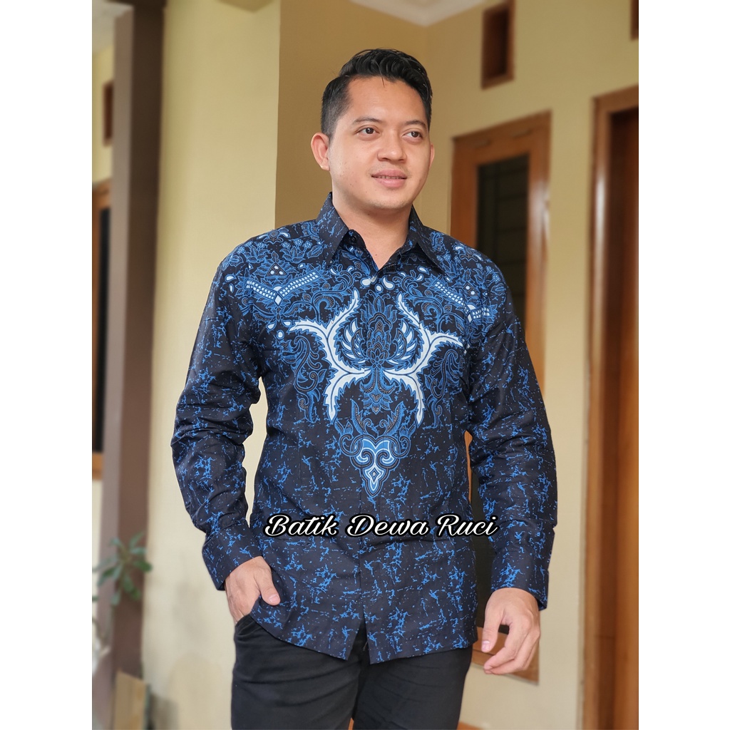 Batik Pria NITINEGORO NAVY Full Furing Katun Halus Size M-XXL High Quality