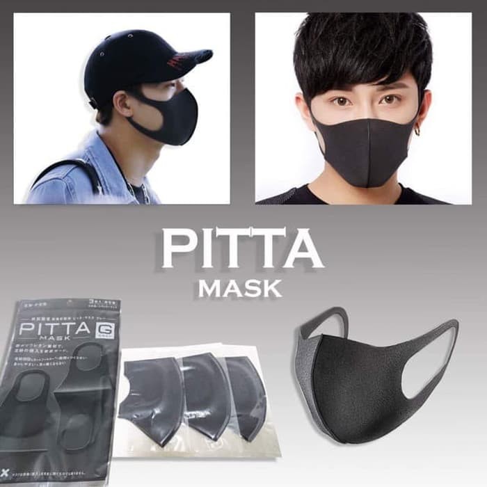 Mask Masker Mulut Hitam Pitta Sponge Korea Anti UV-Polos Simple Healthy Penghindar Debu Polusi Udara