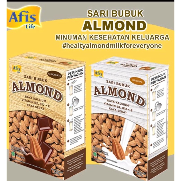 Afis life sari bubuk almond umum minuman kesehatan keluarga