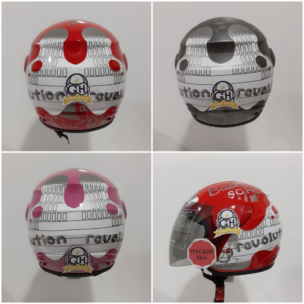 HELM HALF FACE EVOLUTION MOTIF REVOLUTION MIRIP GM EVO MURAH HELM DEWASA MURAH COD SNI