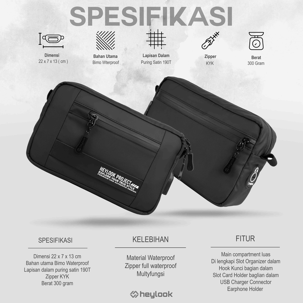 Tas Tangan Pria Waterproof Dompet Tangan Original Cluth High Class Bisa Selempang Tas Multifungsi 2 In 1 Sling Pouch Anti Air Premium