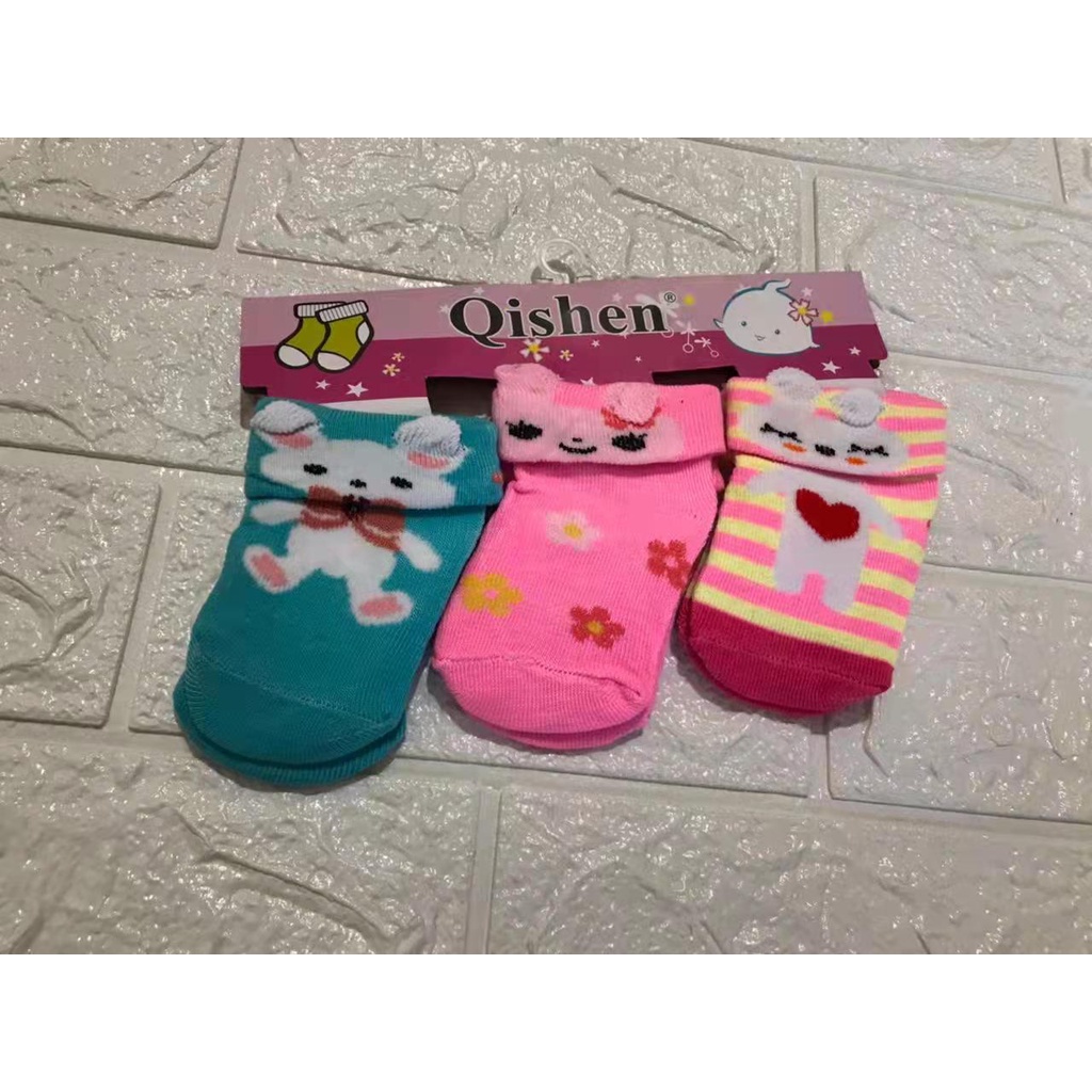 Kaos Kaki Bayi Motif 3in1 3D 0-6 Bulan Newborn Variasi Lurus Lipat