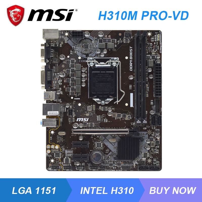 PREORDER MSI H310M PRO-VD LGA 1151 Intel H310 Desktop PC Motherboard DDR4 32GB PCI-E 3.0 DVI USB3.1 