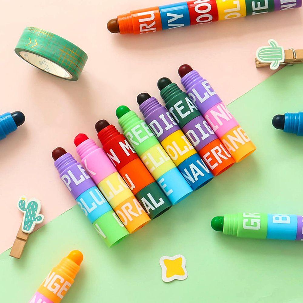 [Elegan] Stabilo Spidol Stackable 6in1 Graffiti Jahitan Warna-Warni Crayon Painting Bolpen