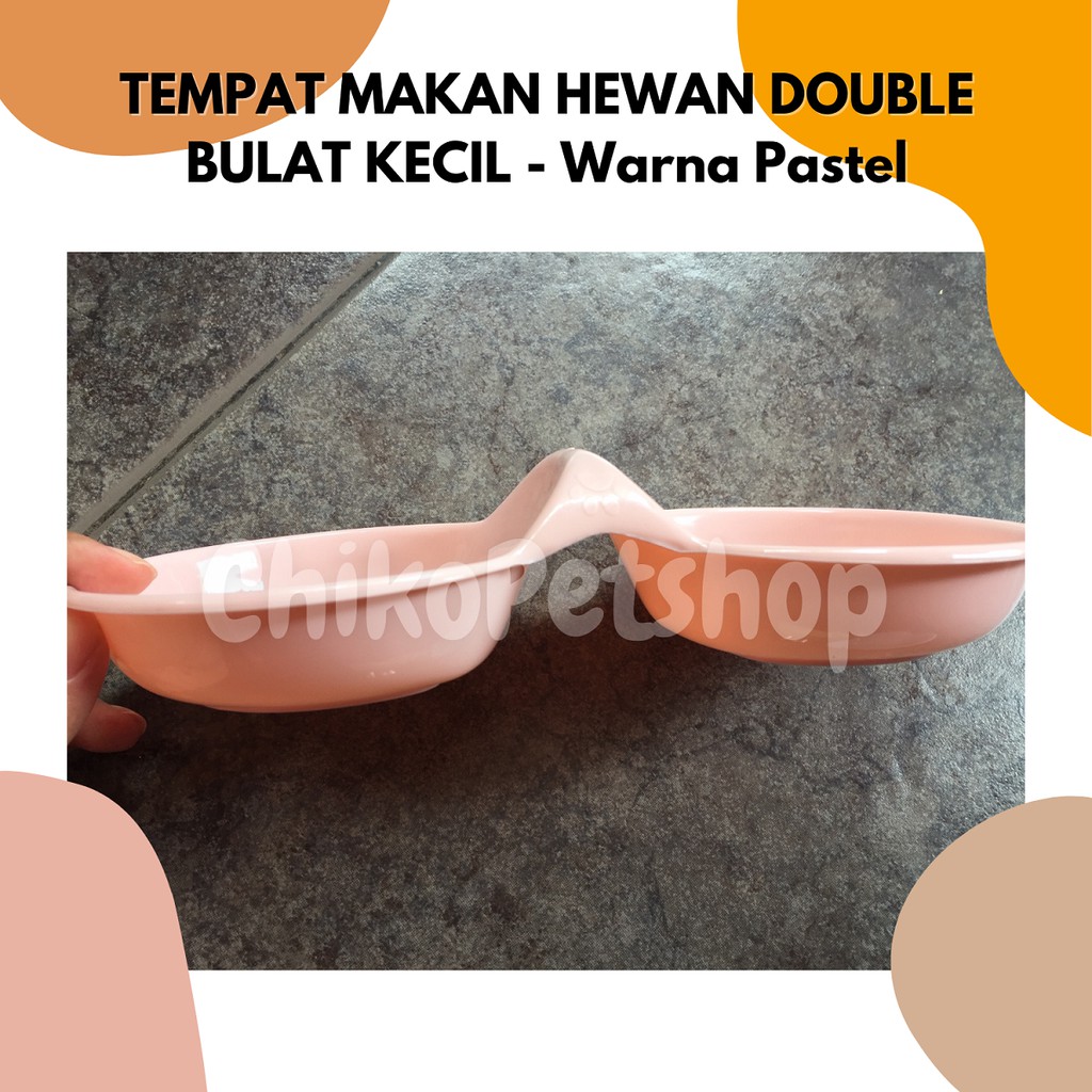 TEMPAT MAKAN HEWAN Kucing Anjing Double Kecil Warna Pastel - WARNA RANDOM