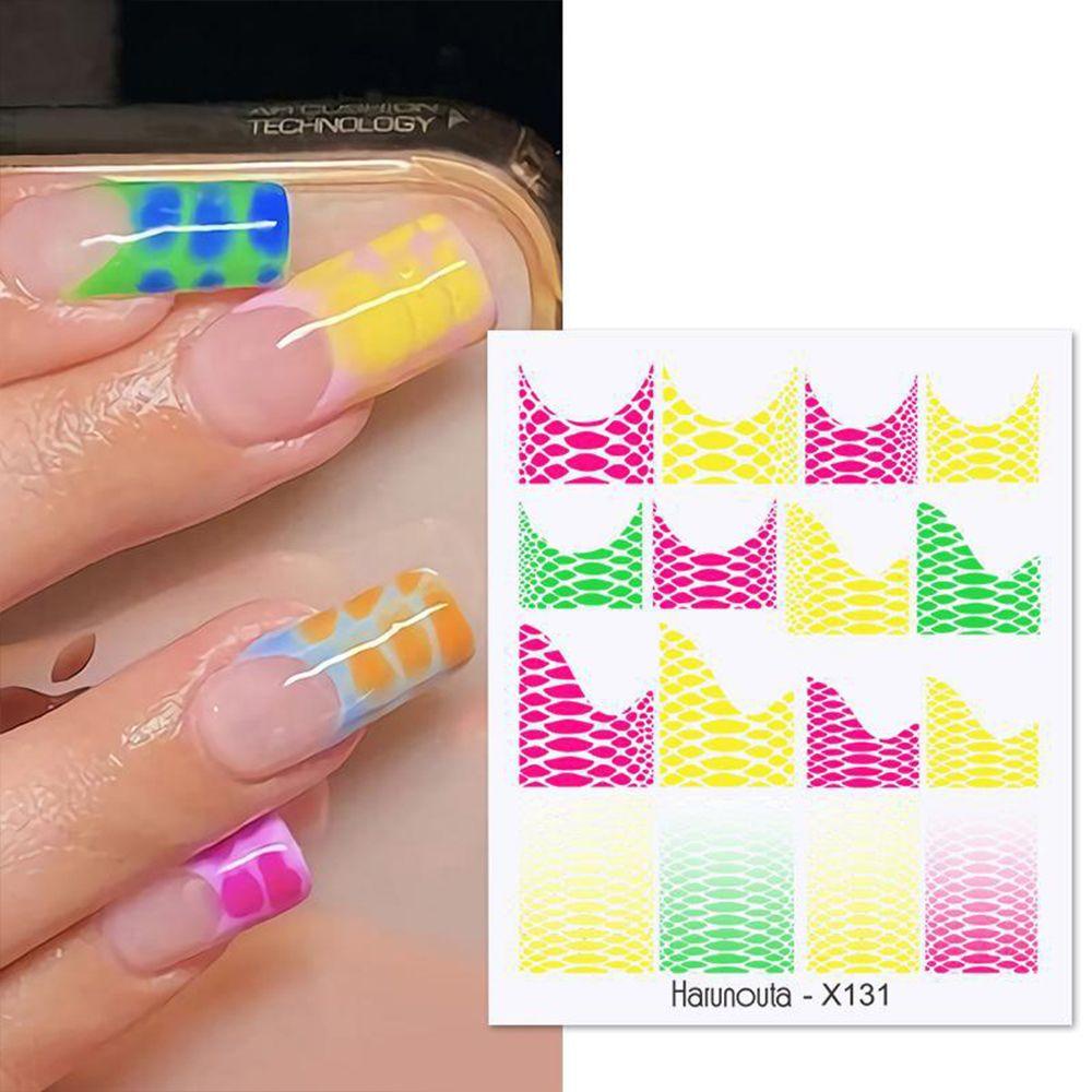 AUGUSTINA Agustina Self-adhesive Nail Decals Bunga Daun Musim Semi DIY Nail Art Dekorasi Hijau Mereka Kuku Slider Manicuring Stiker